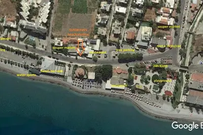 a map of a city next to the water at Sunwaves Beach studio II in Ialyssos