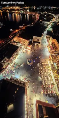 an overhead view of a parking lot at night at Ioli's Home - Medieval Town in Rhodes Town