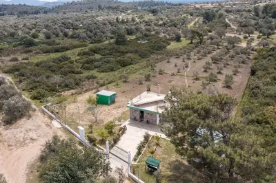 an aerial view of a house in a field at Petrino Eco Conscious Living in Kalithies